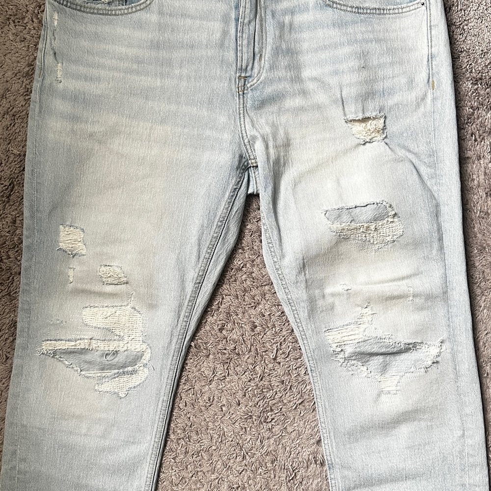 Men's Light Blue Distressed Jeans